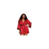 Nuisette grande taille rouge avec peignoir satinés 